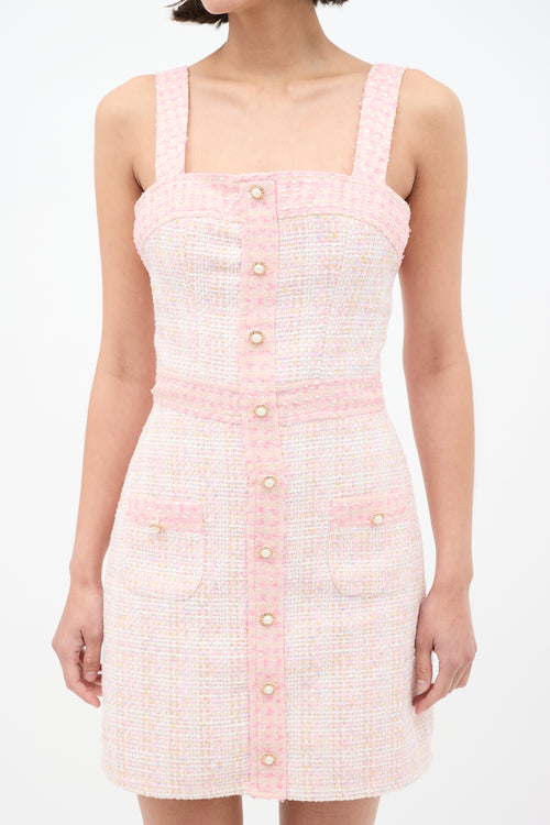 Amanda Uprichard Pink Tweed Archie Mini Dress