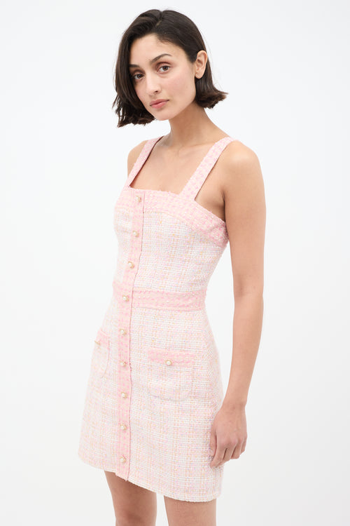 Amanda Uprichard Pink Tweed Archie Mini Dress