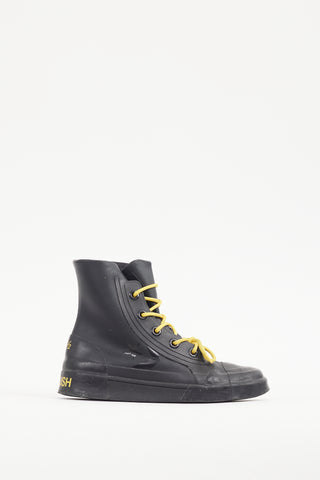 Ambush X Converse Black & Yellow Leather & Rubber High Top Sneaker