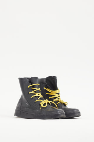Ambush X Converse Black & Yellow Leather & Rubber High Top Sneaker