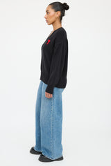 AMI Alexandre Mattiussi Black & Red Knit Logo Sweater