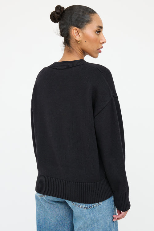 AMI Alexandre Mattiussi Black & Red Knit Logo Sweater