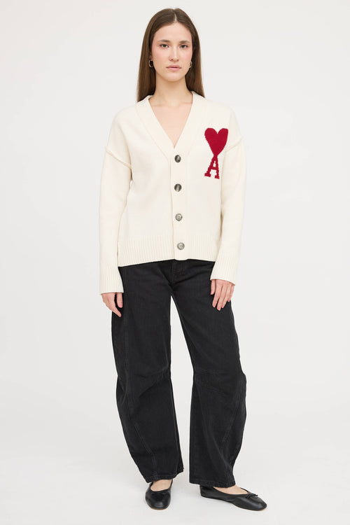 AMI Paris Wool Ami de Coeur Cardigan