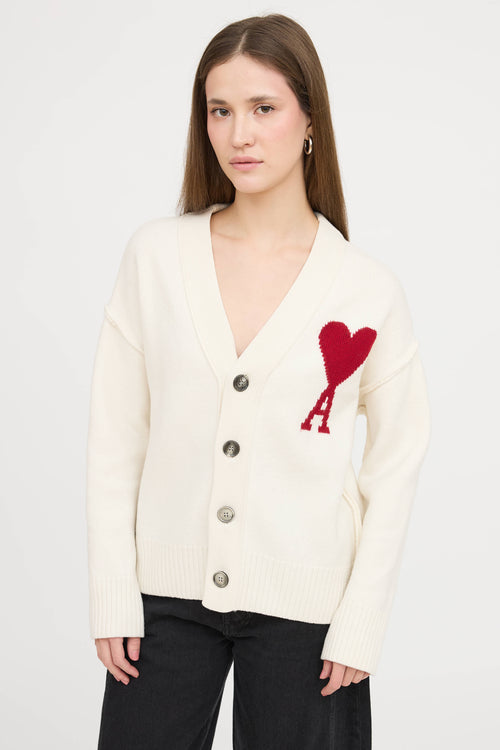 AMI Paris Wool Ami de Coeur Cardigan