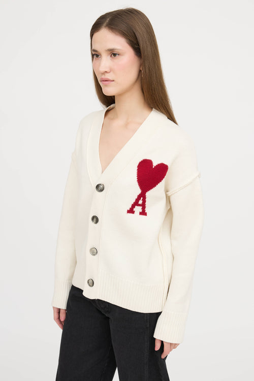 AMI Paris Wool Ami de Coeur Cardigan