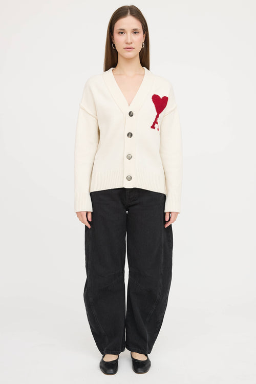 AMI Paris Wool Ami de Coeur Cardigan