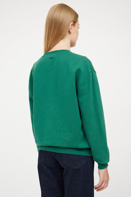 AMI Paris Green & Red Logo Crew Neck Sweatshirt