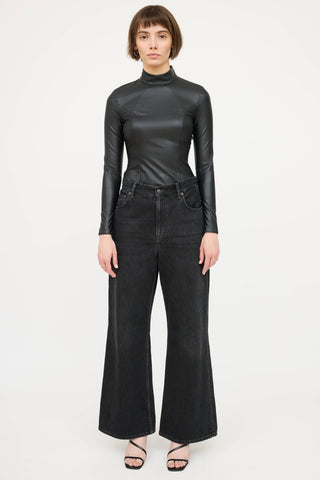 Amina MuaddiX Wolford Faux Leather Bodysuit