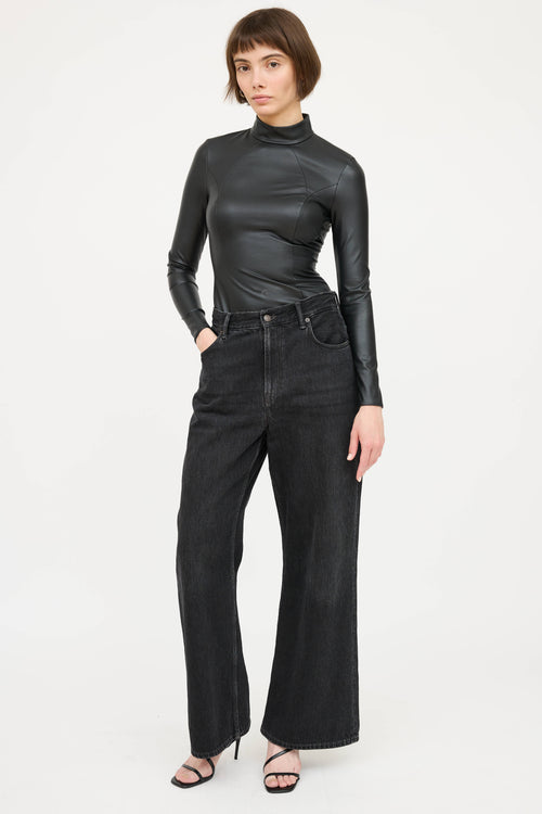 Amina MuaddiX Wolford Faux Leather Bodysuit
