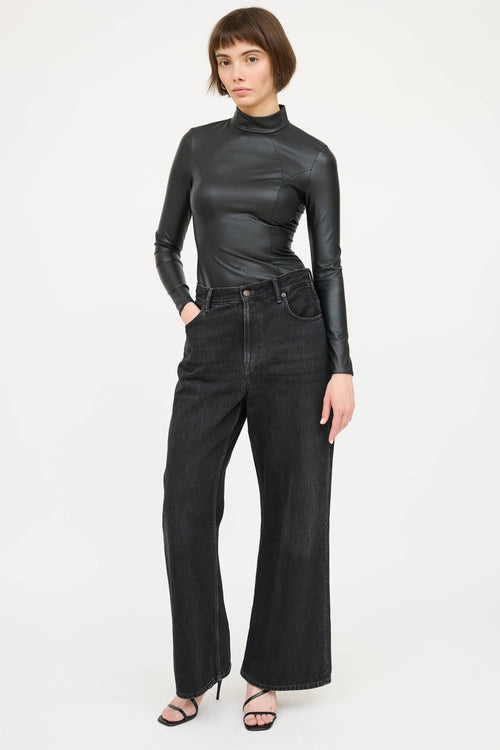 Amina MuaddiX Wolford Faux Leather Bodysuit