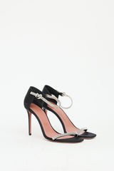 Amina Muaddi Black Satin & Crystal Ursina Heel