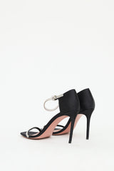 Amina Muaddi Black Satin & Crystal Ursina Heel
