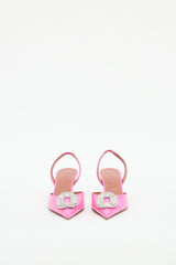 Amina Muaddi Pink Patent Camelia Pump