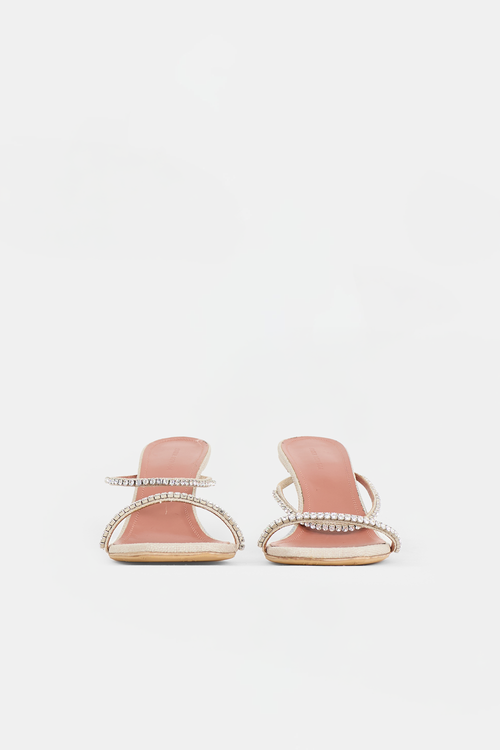  Amina Muaddi Canvas Gilda Embellished Sandal
