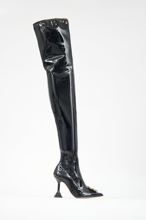 Amina Muaddi Latex Begum Embellished Thigh Boot