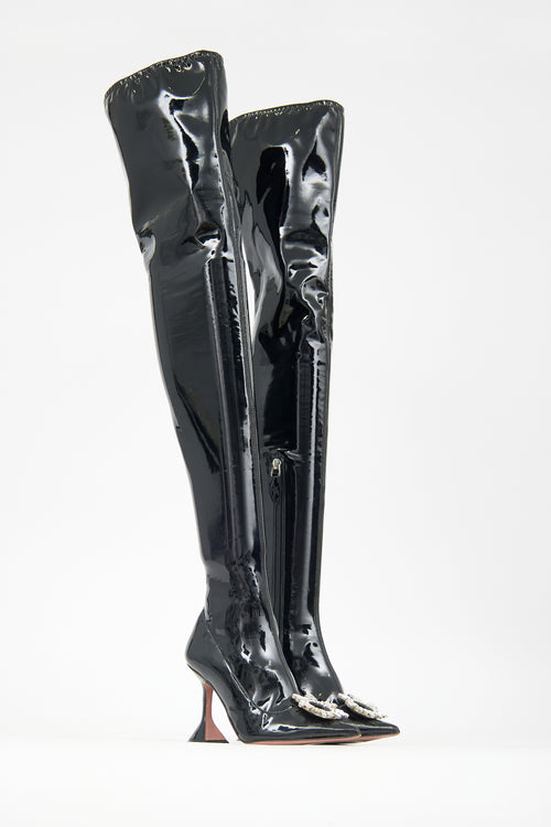 Amina Muaddi Latex Begum Embellished Thigh Boot