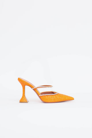 Amina Muaddi Glitter Gilda Mule