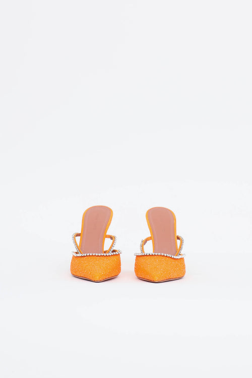 Amina Muaddi Glitter Gilda Mule
