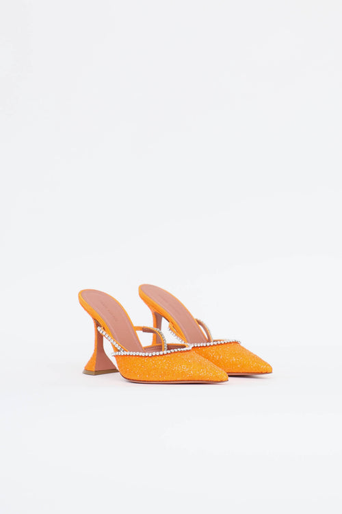 Amina Muaddi Glitter Gilda Mule