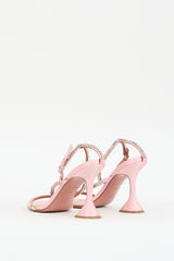 Amina Muaddi Pink Satin Embellished Gilda Heel