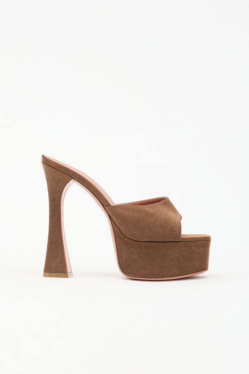 Amina Muaddi Satin Dalida Platform Mule