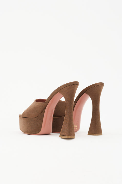 Amina Muaddi Satin Dalida Platform Mule