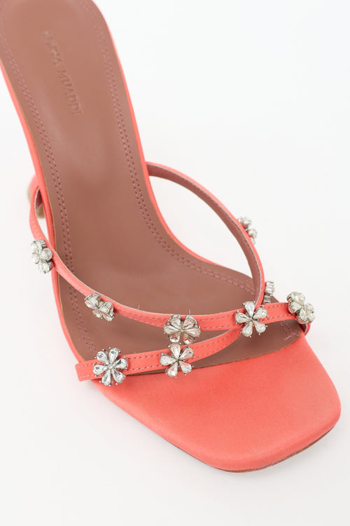 Amina Muaddi Satin Embellished Lily Sandal