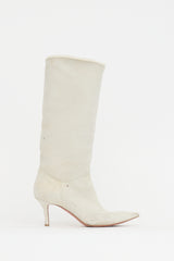 Amina Muaddi Suede Shearling Boot