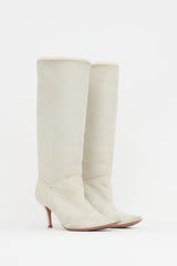 Amina Muaddi Suede Shearling Boot