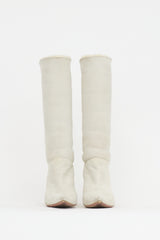 Amina Muaddi Suede Shearling Boot