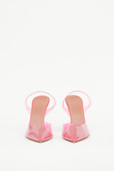 Amina Muaddi Pink Glass Holli Pump