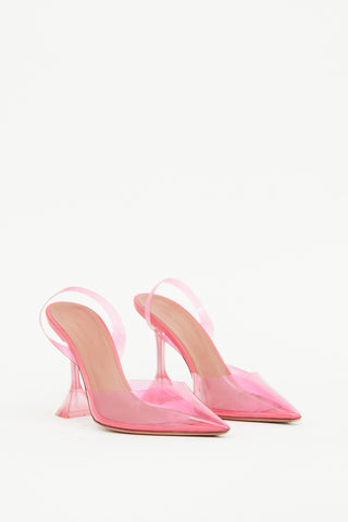 Amina Muaddi Pink Glass Holli Pump