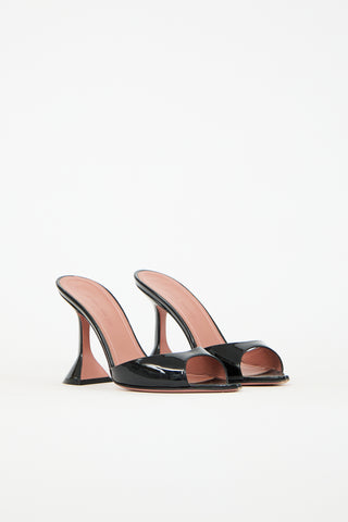 Amina Muaddi Black Patent Caroline Mule