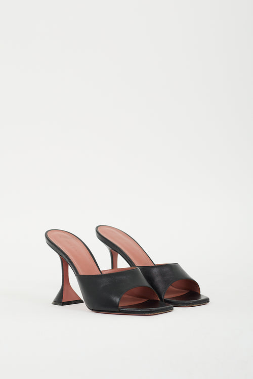 Amina Muaddi Black Leather Lupita Mule