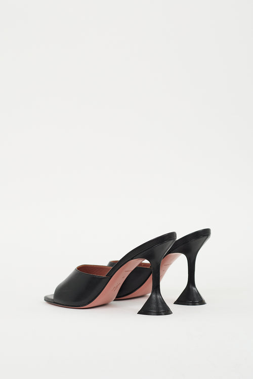 Amina Muaddi Black Leather Lupita Mule