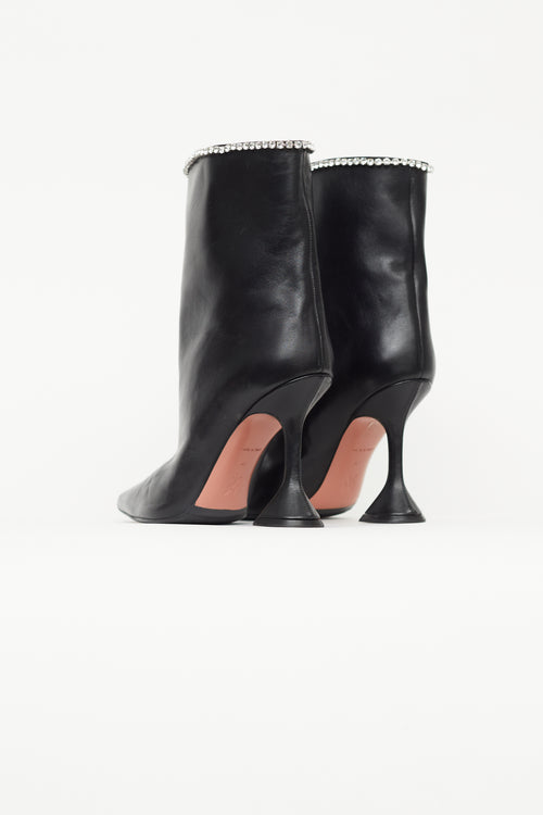 Amina Muaddi Black Leather Mia Boot