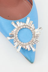 Amina Muaddi Blue Satin Begum Slingback Pump