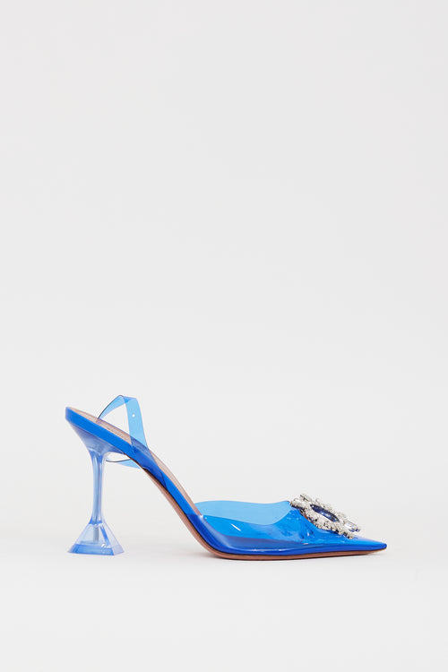Amina Muaddi Blue Begum Glass Embellished Heel