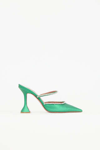 Amina Muaddi Matte Satin Gilda Mule