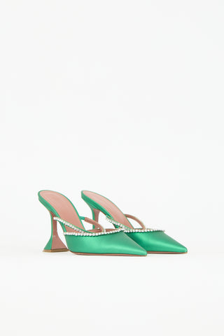 Amina Muaddi Matte Satin Gilda Mule
