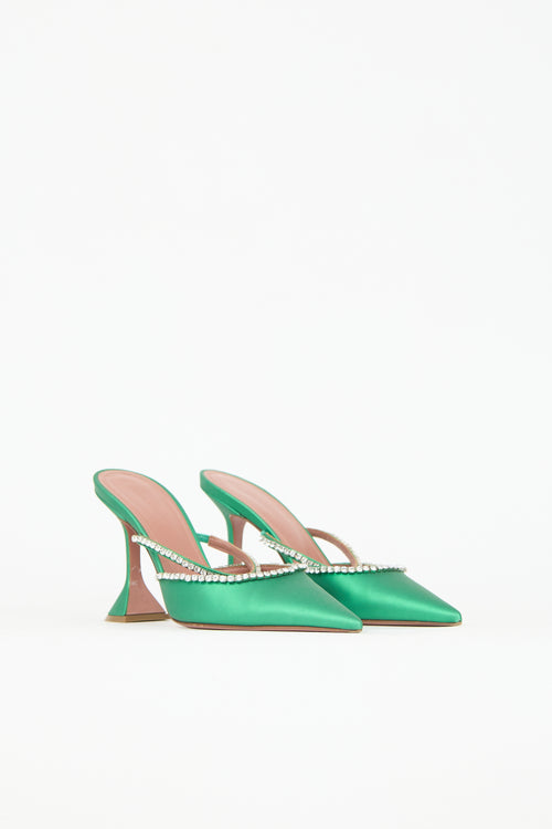 Amina Muaddi Matte Satin Gilda Mule