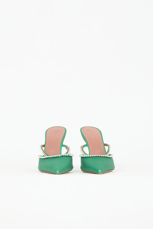 Amina Muaddi Matte Satin Gilda Mule