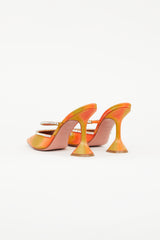 Amina Muaddi Orange Satin Gilda 95 Heeled Mule