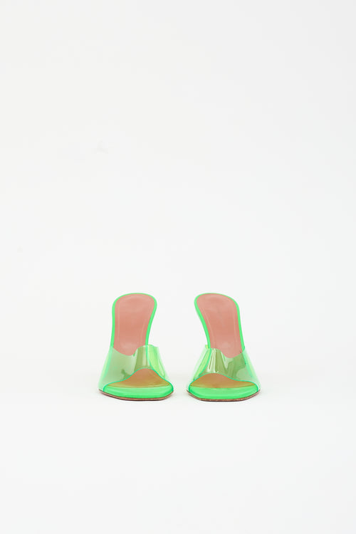 Amina Muaddi PVC & Leather Lupita Mule