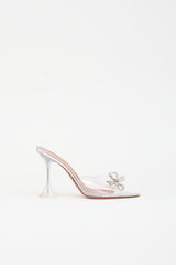 Amina Muaddi PVC & Leather Rosie Bow Mule