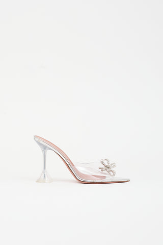 Amina Muaddi PVC & Leather Rosie Bow Mule