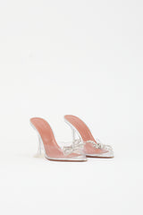 Amina Muaddi PVC & Leather Rosie Bow Mule