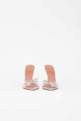 Amina Muaddi PVC & Leather Rosie Bow Mule