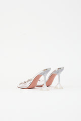 Amina Muaddi PVC & Leather Rosie Bow Mule