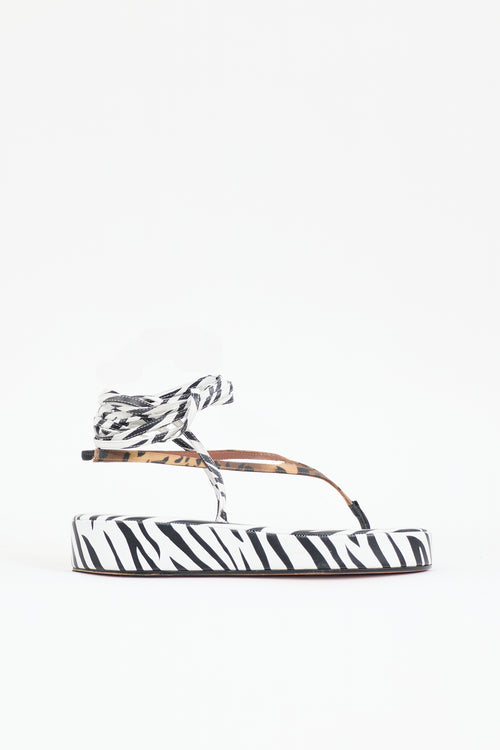 Amina Muaddi Printed Jamie Platform Sandal